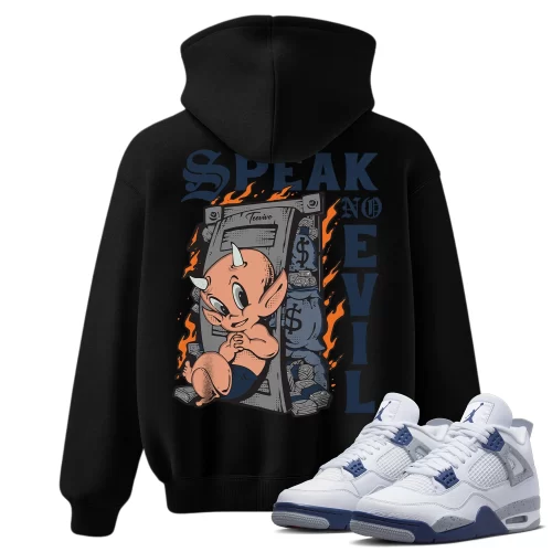 TeeVivo Hoodie Match Air Jordan 4 Retro Midnight Navy Speak no evil – Air Jordan 4 Hoodie, AJ4 Hoodie