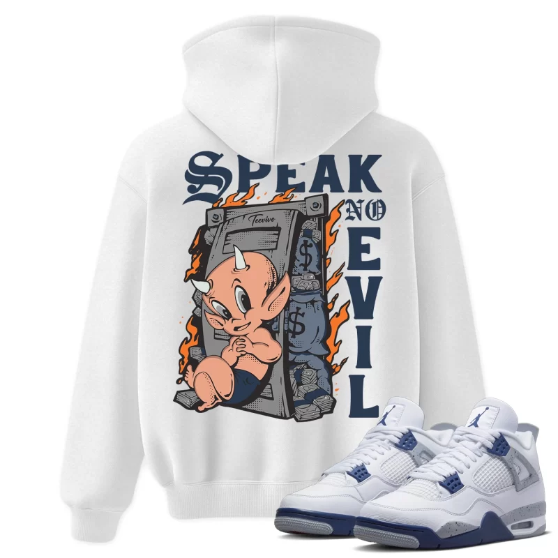 TeeVivo Hoodie Match Air Jordan 4 Retro Midnight Navy Speak no evil – Air Jordan 4 Hoodie, AJ4 Hoodie