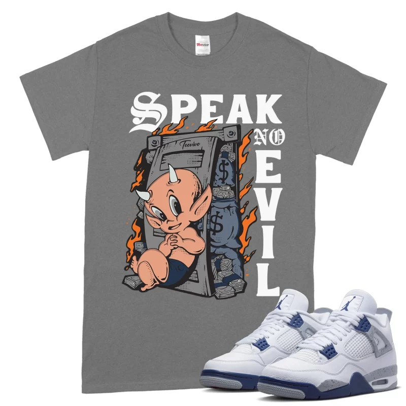 TeeVivo T-Shirt Match Air Jordan 4 Retro Midnight Navy Speak no evil – Air Jordan 4 Shirt, AJ4 Shirt
