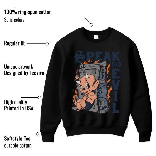 TeeVivo Sweatshirt Match Air Jordan 4 Retro Midnight Navy Speak no evil – Air Jordan 4 Sweatshirt, AJ4 Sweatshirt