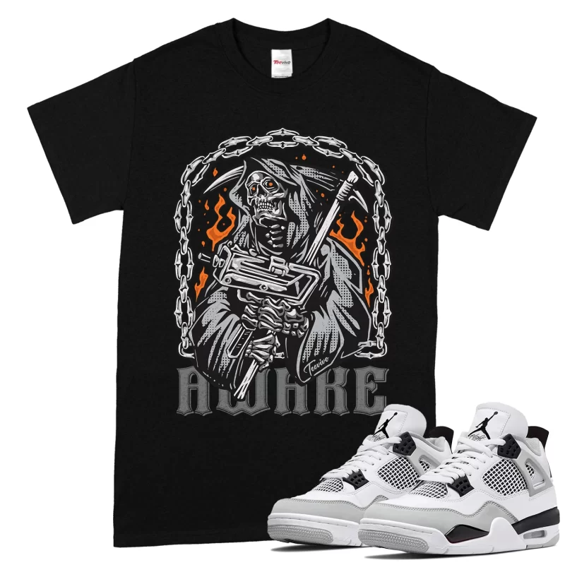 TeeVivo T-Shirt Match Air Jordan 4 Retro Military Black Awake – Air Jordan 4 Shirt, AJ4 Shirt