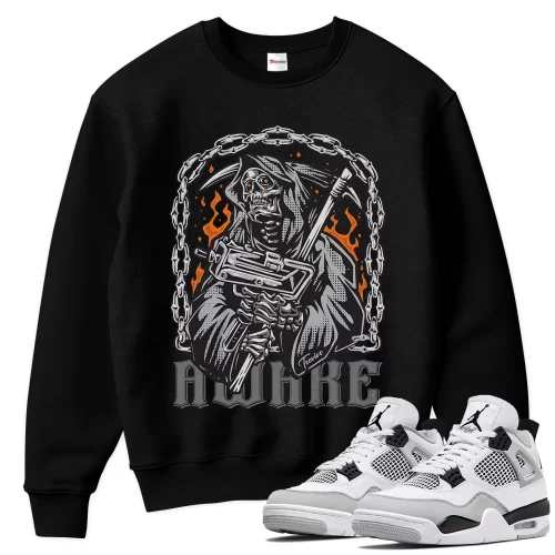 TeeVivo Sweatshirt Match Air Jordan 4 Retro Military Black Awake – Air Jordan 4 Sweatshirt, AJ4 Sweatshirt