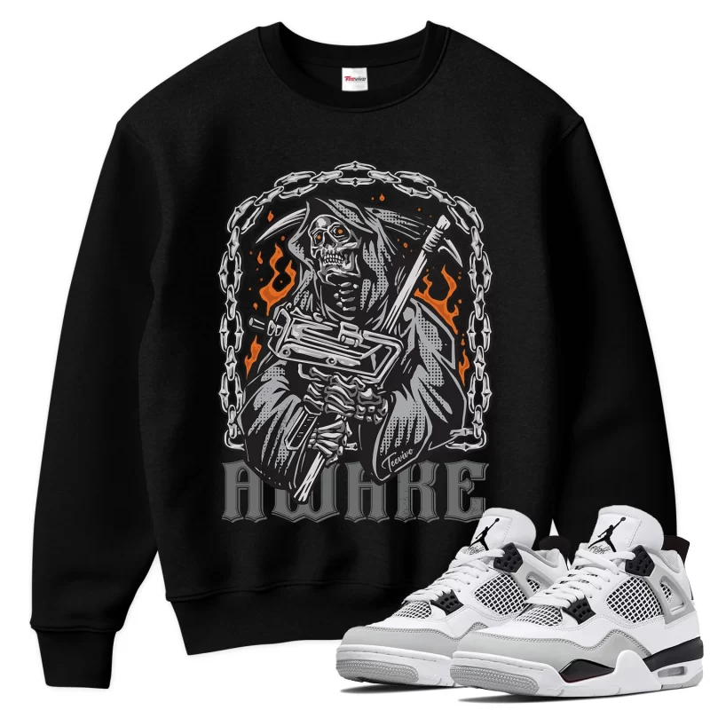 TeeVivo Sweatshirt Match Air Jordan 4 Retro Military Black Awake – Air Jordan 4 Sweatshirt, AJ4 Sweatshirt