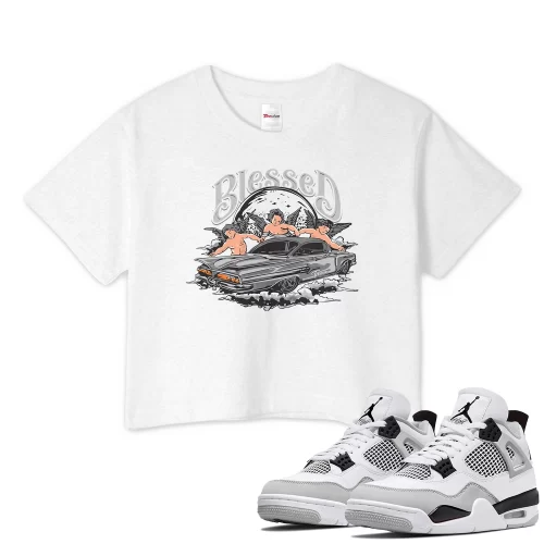 TeeVivo Crop Top Match Air Jordan 4 Retro Military Black Blessed – Air Jordan 4 Crop Top, AJ4 Crop Top