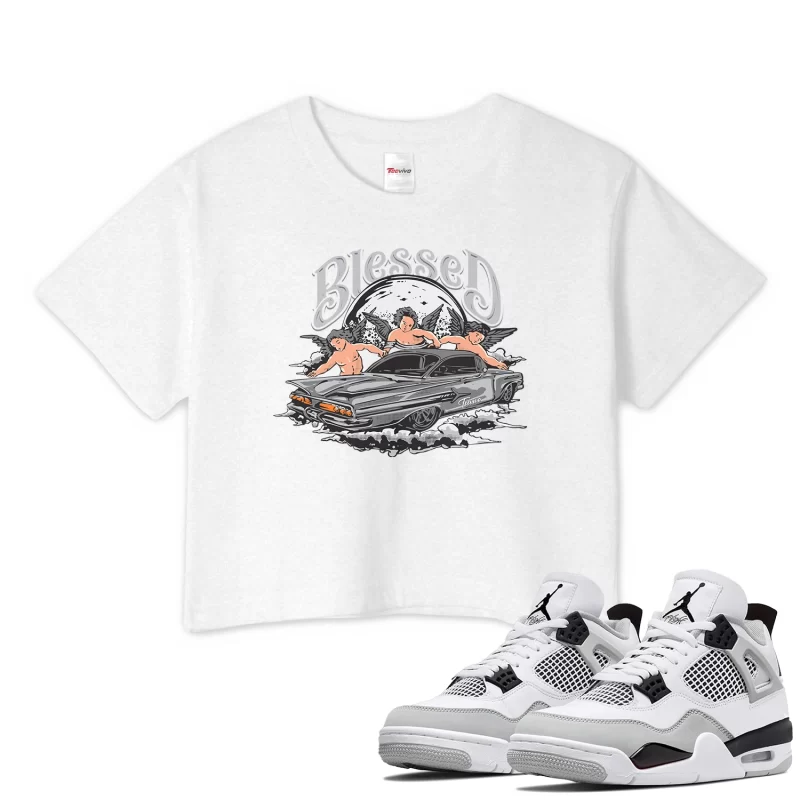 TeeVivo Crop Top Match Air Jordan 4 Retro Military Black Blessed – Air Jordan 4 Crop Top, AJ4 Crop Top