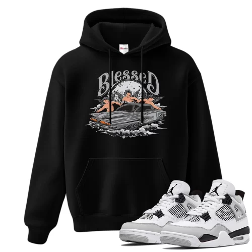 TeeVivo Hoodie Match Air Jordan 4 Retro Military Black Blessed – Air Jordan 4 Hoodie, AJ4 Hoodie