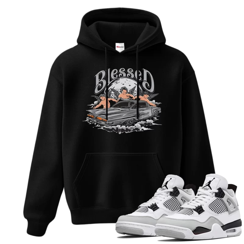 TeeVivo Hoodie Match Air Jordan 4 Retro Military Black Blessed – Air Jordan 4 Hoodie, AJ4 Hoodie