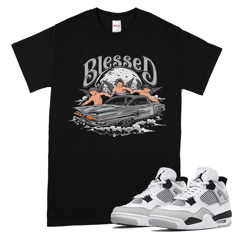 TeeVivo T-Shirt Match Air Jordan 4 Retro Military Black Blessed – Air Jordan 4 Shirt, AJ4 Shirt