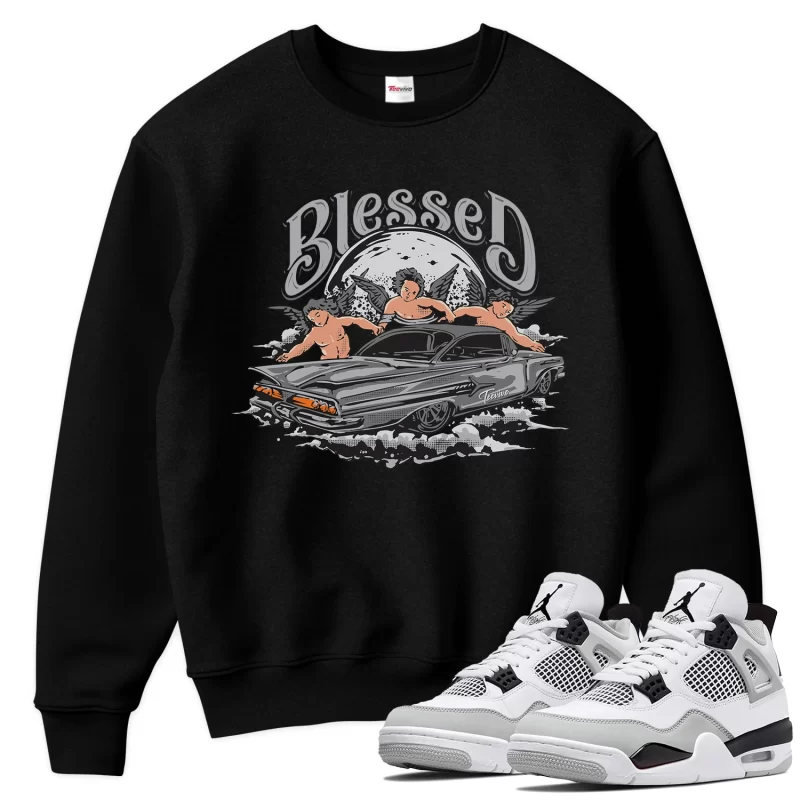 TeeVivo Sweatshirt Match Air Jordan 4 Retro Military Black Blessed – Air Jordan 4 Sweatshirt, AJ4 Sweatshirt