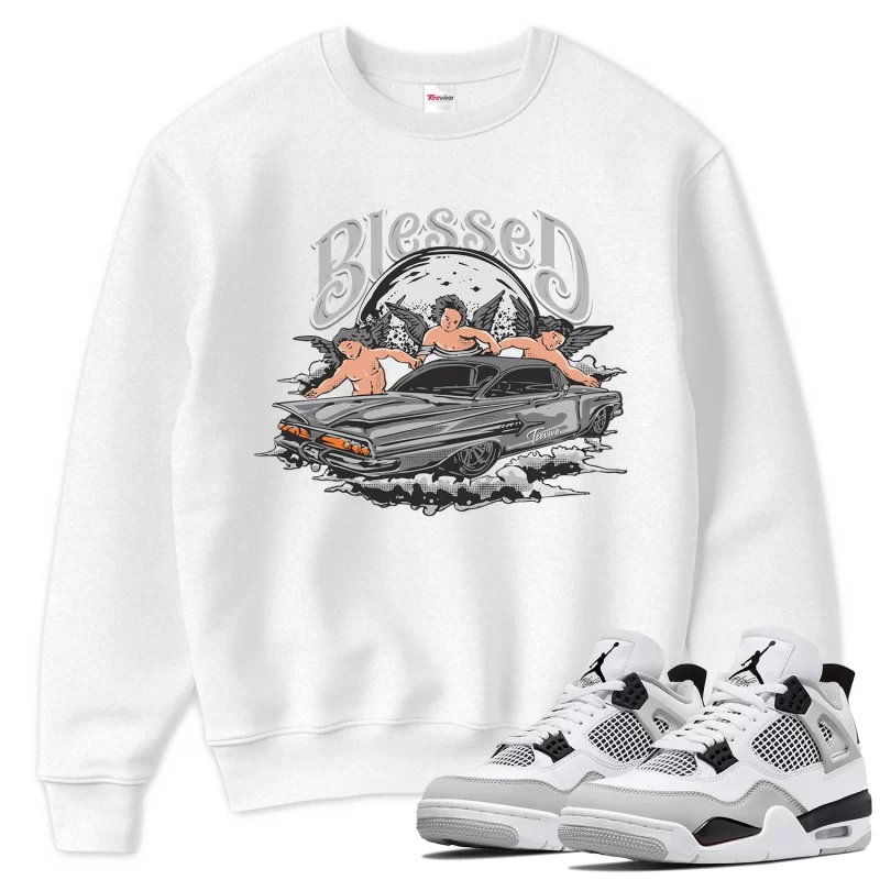 TeeVivo Sweatshirt Match Air Jordan 4 Retro Military Black Blessed – Air Jordan 4 Sweatshirt, AJ4 Sweatshirt