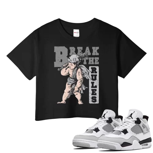 TeeVivo Crop Top Match Air Jordan 4 Retro Military Black Break the rules – Air Jordan 4 Crop Top, AJ4 Crop Top