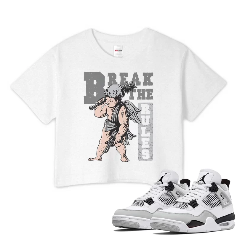 TeeVivo Crop Top Match Air Jordan 4 Retro Military Black Break the rules – Air Jordan 4 Crop Top, AJ4 Crop Top