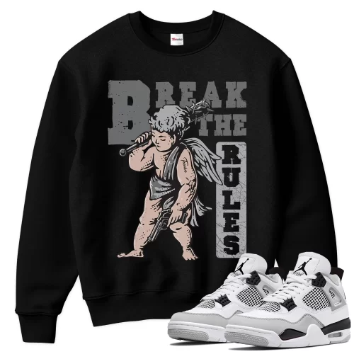 TeeVivo Sweatshirt Match Air Jordan 4 Retro Military Black Break the rules – Air Jordan 4 Sweatshirt, AJ4 Sweatshirt
