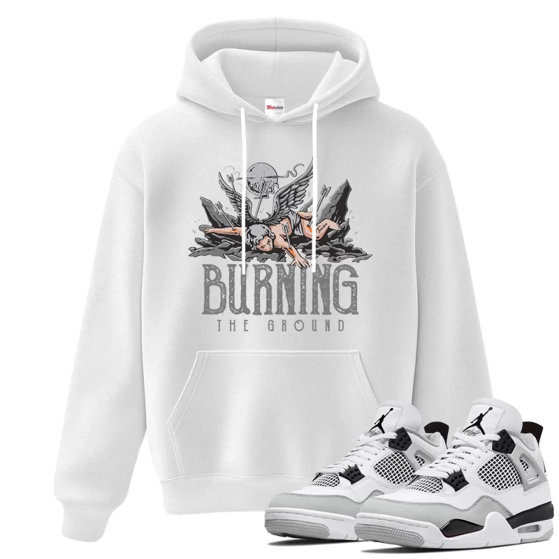 TeeVivo Hoodie Match Air Jordan 4 Retro Military Black Burning the ground – Air Jordan 4 Hoodie, AJ4 Hoodie