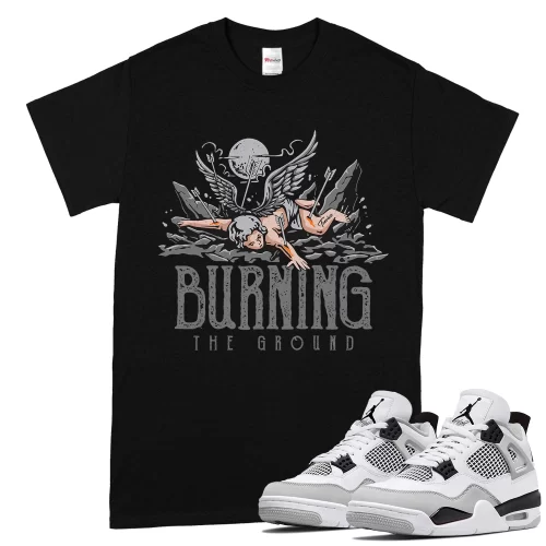 TeeVivo T-Shirt Match Air Jordan 4 Retro Military Black Burning the ground – Air Jordan 4 Shirt, AJ4 Shirt