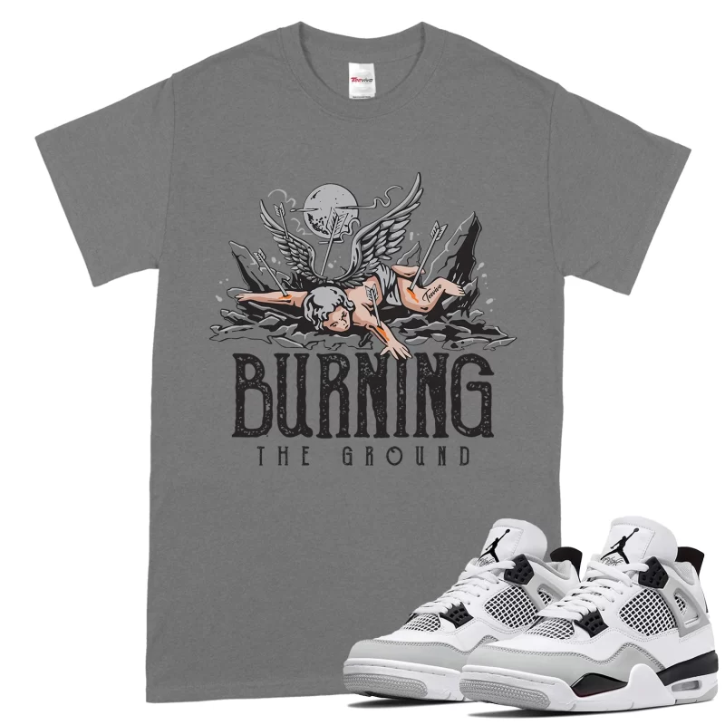 TeeVivo T-Shirt Match Air Jordan 4 Retro Military Black Burning the ground – Air Jordan 4 Shirt, AJ4 Shirt