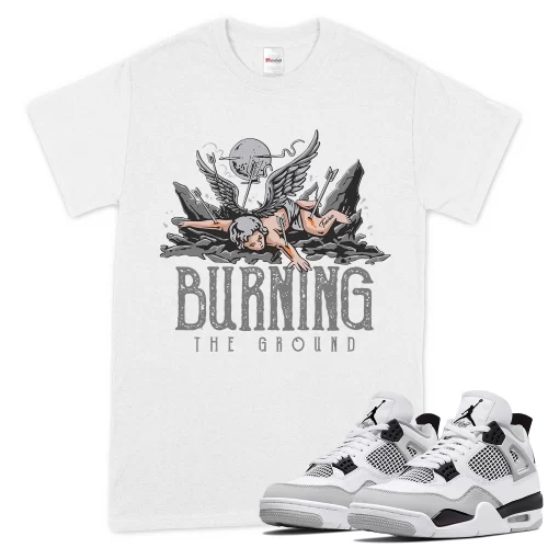 TeeVivo T-Shirt Match Air Jordan 4 Retro Military Black Burning the ground – Air Jordan 4 Shirt, AJ4 Shirt