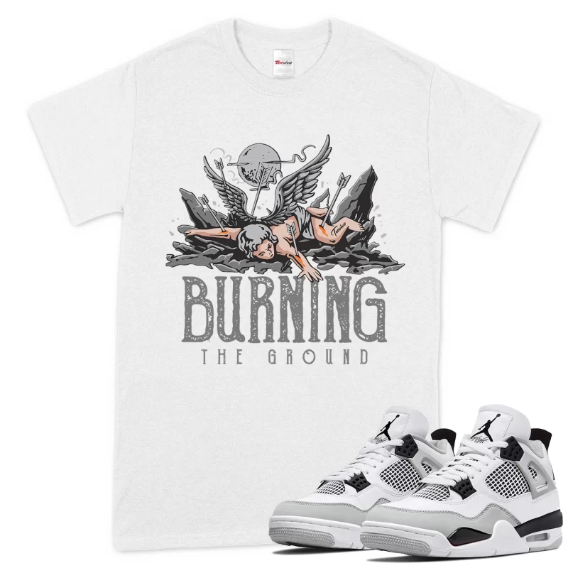 TeeVivo T-Shirt Match Air Jordan 4 Retro Military Black Burning the ground – Air Jordan 4 Shirt, AJ4 Shirt