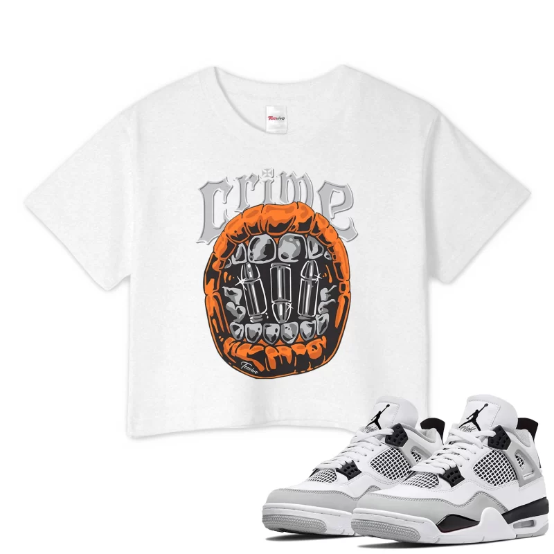 TeeVivo Crop Top Match Air Jordan 4 Retro Military Black Crime – Air Jordan 4 Crop Top, AJ4 Crop Top