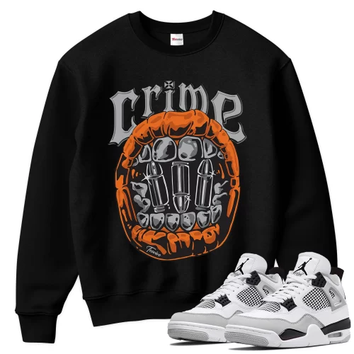 TeeVivo Sweatshirt Match Air Jordan 4 Retro Military Black Crime – Air Jordan 4 Sweatshirt, AJ4 Sweatshirt