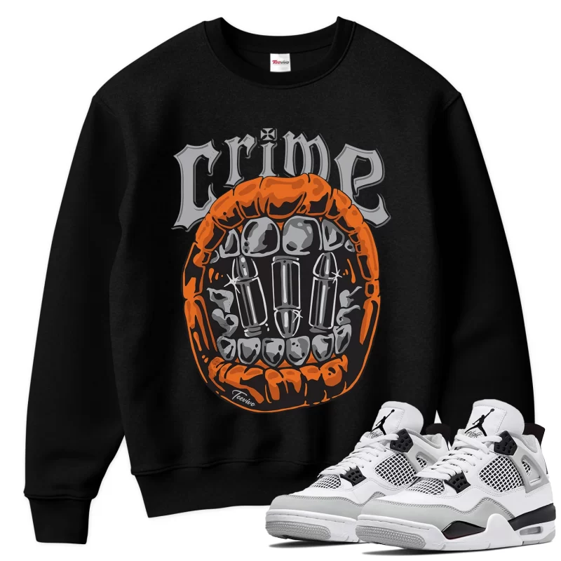 TeeVivo Sweatshirt Match Air Jordan 4 Retro Military Black Crime – Air Jordan 4 Sweatshirt, AJ4 Sweatshirt