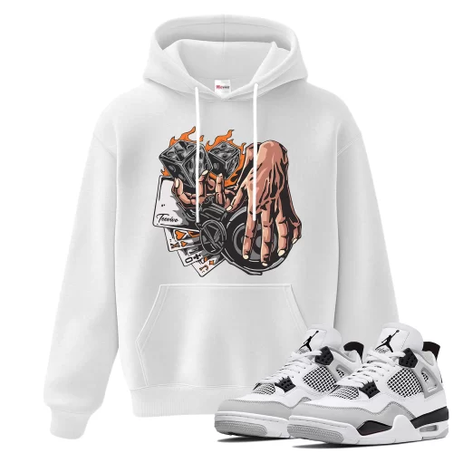 TeeVivo Hoodie Match Air Jordan 4 Retro Military Black Gambling – Air Jordan 4 Hoodie, AJ4 Hoodie