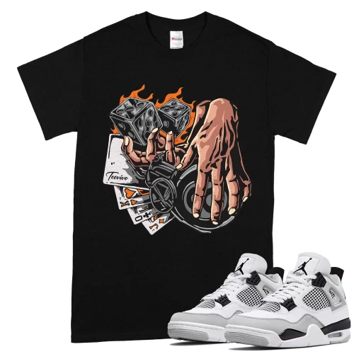 TeeVivo T-Shirt Match Air Jordan 4 Retro Military Black Gambling – Air Jordan 4 Shirt, AJ4 Shirt