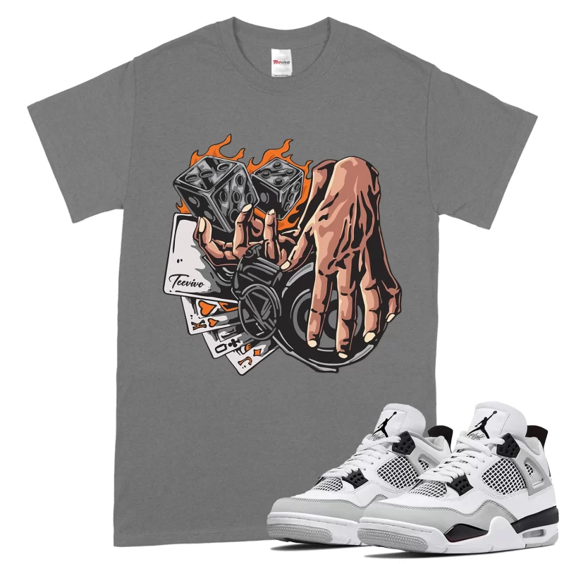 TeeVivo T-Shirt Match Air Jordan 4 Retro Military Black Gambling – Air Jordan 4 Shirt, AJ4 Shirt