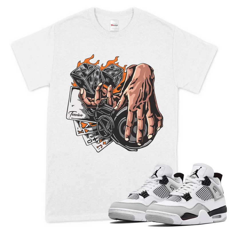 TeeVivo T-Shirt Match Air Jordan 4 Retro Military Black Gambling – Air Jordan 4 Shirt, AJ4 Shirt