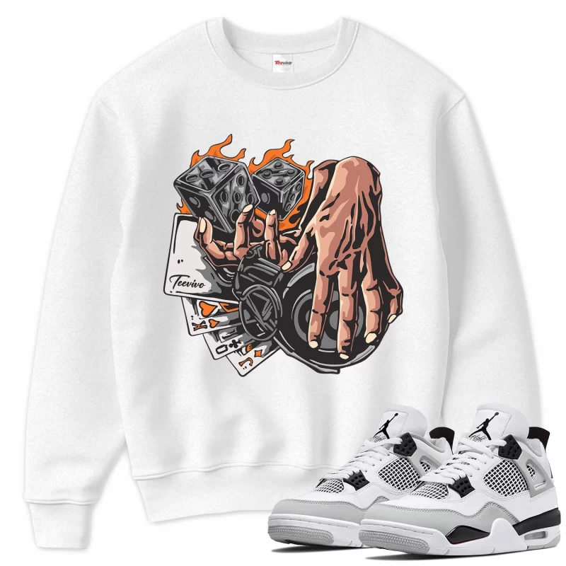 TeeVivo Sweatshirt Match Air Jordan 4 Retro Military Black Gambling – Air Jordan 4 Sweatshirt, AJ4 Sweatshirt