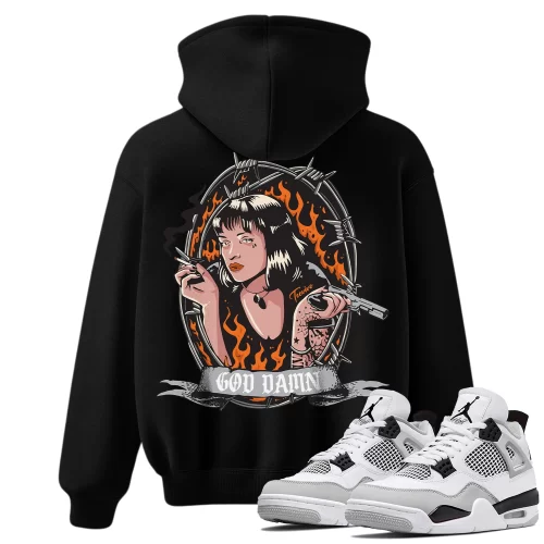 TeeVivo Hoodie Match Air Jordan 4 Retro Military Black God Daaamn – Air Jordan 4 Hoodie, AJ4 Hoodie