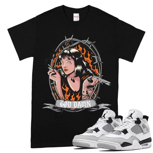TeeVivo T-Shirt Match Air Jordan 4 Retro Military Black God Daaamn – Air Jordan 4 Shirt, AJ4 Shirt