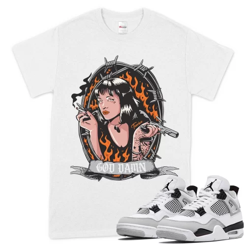 TeeVivo T-Shirt Match Air Jordan 4 Retro Military Black God Daaamn – Air Jordan 4 Shirt, AJ4 Shirt