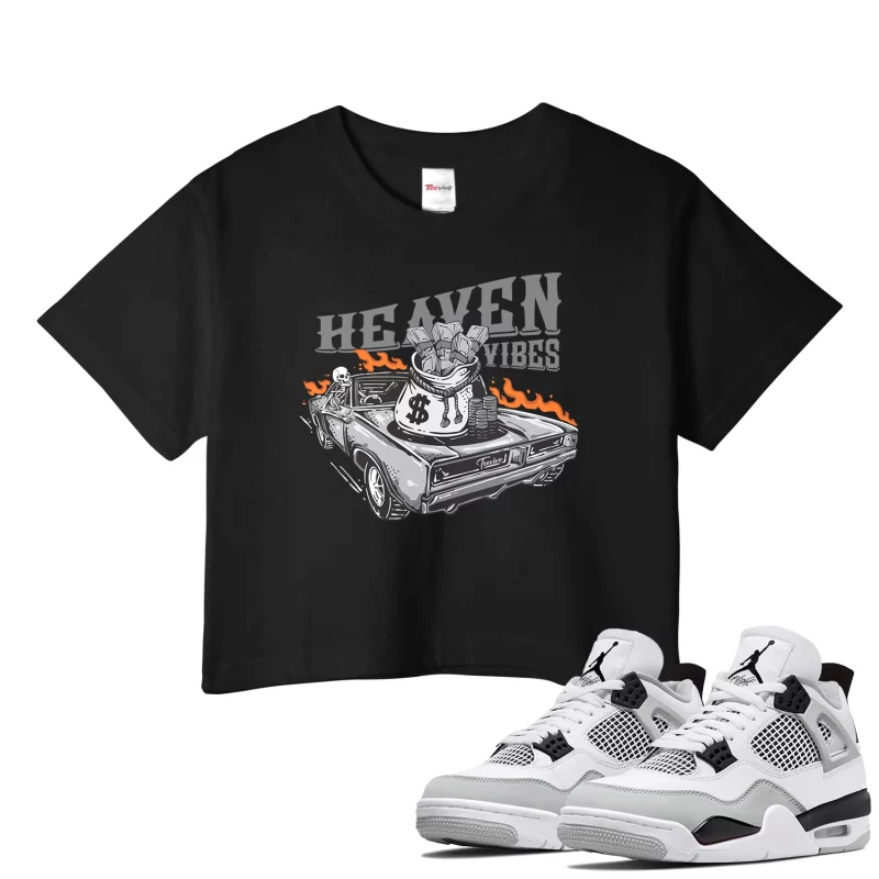 TeeVivo Crop Top Match Air Jordan 4 Retro Military Black Heaven vibes – Air Jordan 4 Crop Top, AJ4 Crop Top