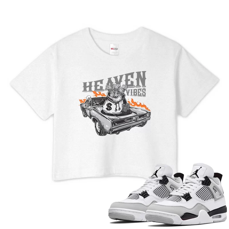 TeeVivo Crop Top Match Air Jordan 4 Retro Military Black Heaven vibes – Air Jordan 4 Crop Top, AJ4 Crop Top