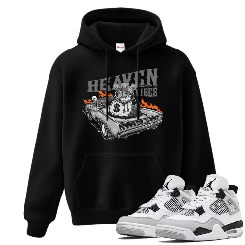 TeeVivo Hoodie Match Air Jordan 4 Retro Military Black Heaven vibes – Air Jordan 4 Hoodie, AJ4 Hoodie