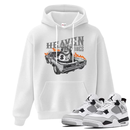 TeeVivo Hoodie Match Air Jordan 4 Retro Military Black Heaven vibes – Air Jordan 4 Hoodie, AJ4 Hoodie