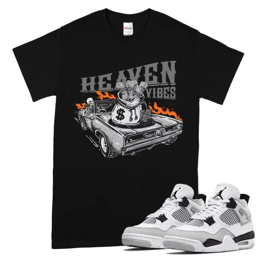 TeeVivo T-Shirt Match Air Jordan 4 Retro Military Black Heaven vibes – Air Jordan 4 Shirt, AJ4 Shirt