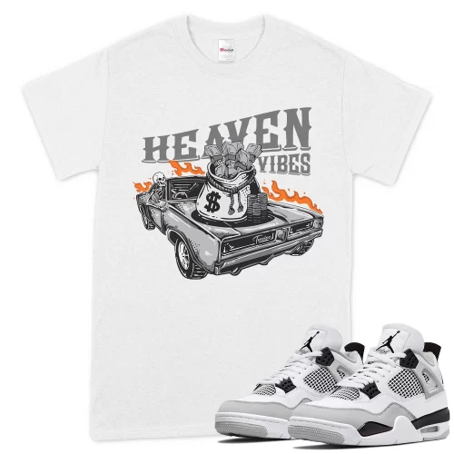 TeeVivo T-Shirt Match Air Jordan 4 Retro Military Black Heaven vibes – Air Jordan 4 Shirt, AJ4 Shirt
