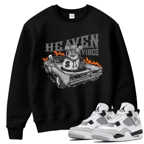 TeeVivo Sweatshirt Match Air Jordan 4 Retro Military Black Heaven vibes – Air Jordan 4 Sweatshirt, AJ4 Sweatshirt