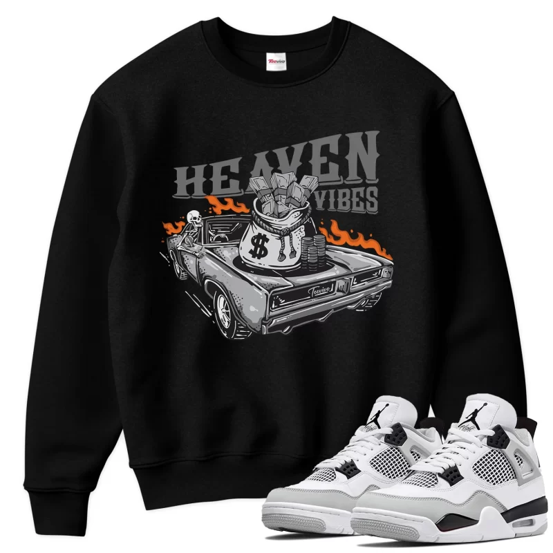 TeeVivo Sweatshirt Match Air Jordan 4 Retro Military Black Heaven vibes – Air Jordan 4 Sweatshirt, AJ4 Sweatshirt