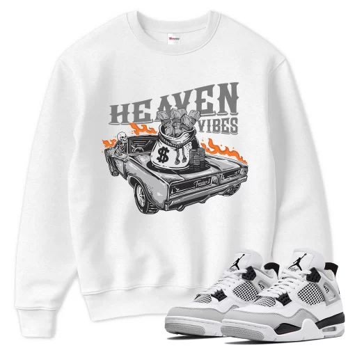 TeeVivo Sweatshirt Match Air Jordan 4 Retro Military Black Heaven vibes – Air Jordan 4 Sweatshirt, AJ4 Sweatshirt