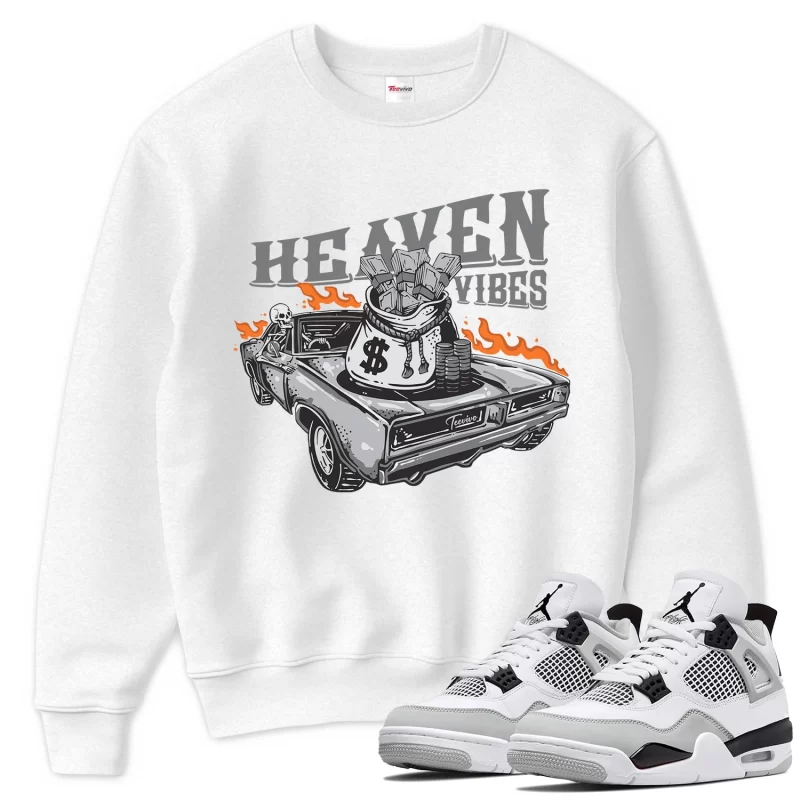 TeeVivo Sweatshirt Match Air Jordan 4 Retro Military Black Heaven vibes – Air Jordan 4 Sweatshirt, AJ4 Sweatshirt