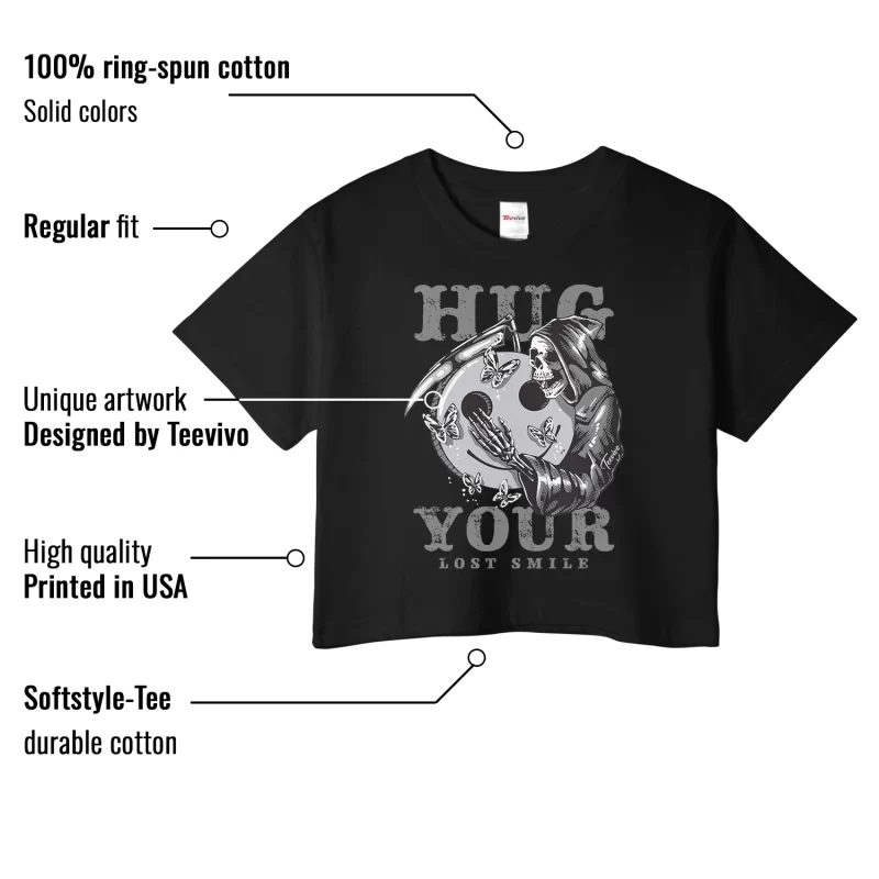 TeeVivo Crop Top Match Air Jordan 4 Retro Military Black Hug your lost smile – Air Jordan 4 Crop Top, AJ4 Crop Top