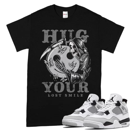 TeeVivo T-Shirt Match Air Jordan 4 Retro Military Black Hug your lost smile – Air Jordan 4 Shirt, AJ4 Shirt