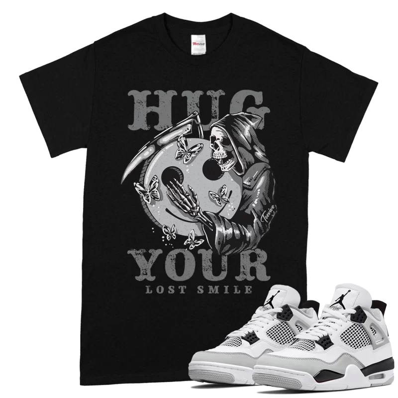 TeeVivo T-Shirt Match Air Jordan 4 Retro Military Black Hug your lost smile – Air Jordan 4 Shirt, AJ4 Shirt