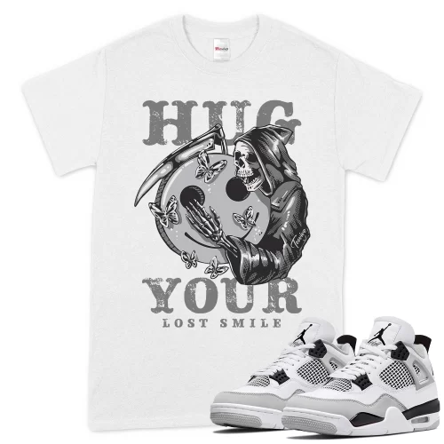 TeeVivo T-Shirt Match Air Jordan 4 Retro Military Black Hug your lost smile – Air Jordan 4 Shirt, AJ4 Shirt