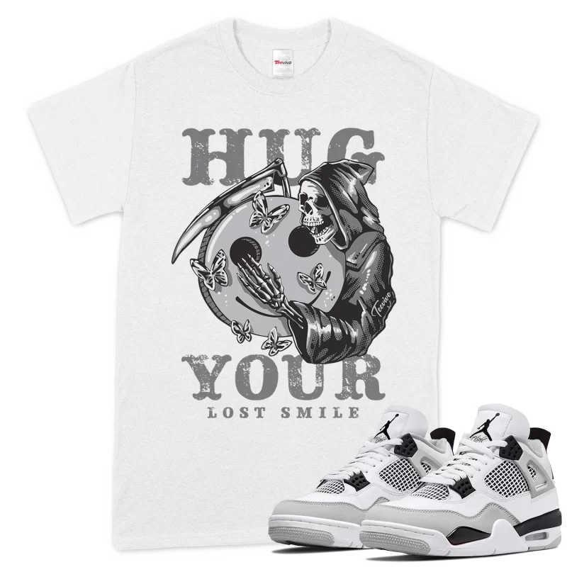 TeeVivo T-Shirt Match Air Jordan 4 Retro Military Black Hug your lost smile – Air Jordan 4 Shirt, AJ4 Shirt