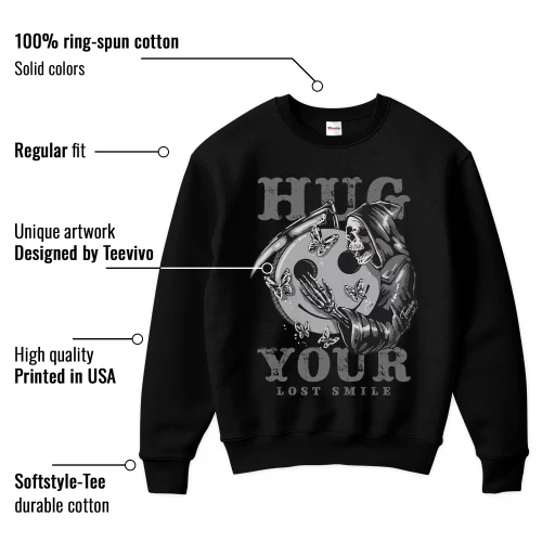 TeeVivo Sweatshirt Match Air Jordan 4 Retro Military Black Hug your lost smile – Air Jordan 4 Sweatshirt, AJ4 Sweatshirt