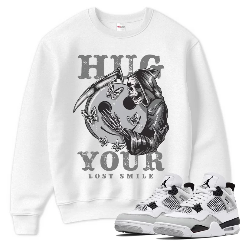 TeeVivo Sweatshirt Match Air Jordan 4 Retro Military Black Hug your lost smile – Air Jordan 4 Sweatshirt, AJ4 Sweatshirt
